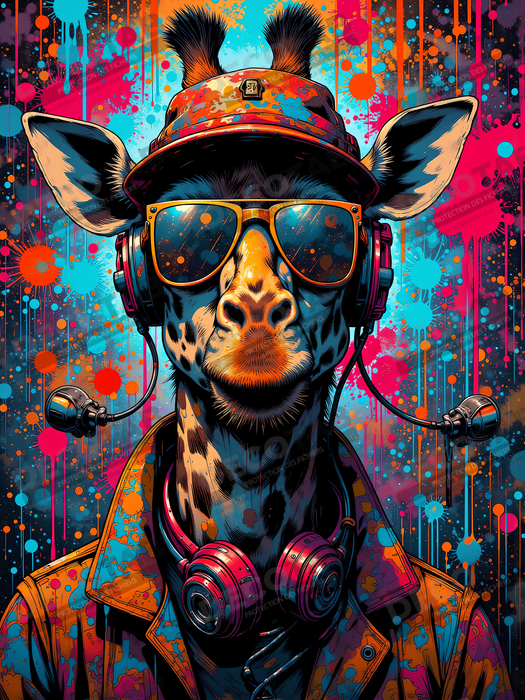 Tableau girafe graffiti - Décoration urbaine haute en couleurs