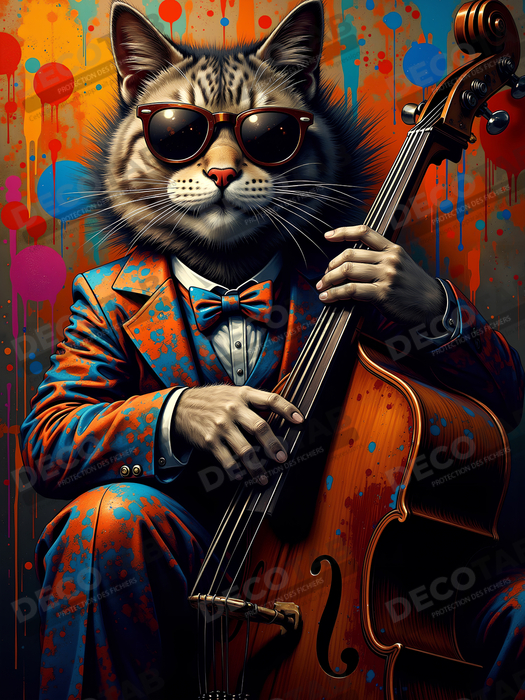 Tableau chat graffiti - Art mural urbain pop et artistique