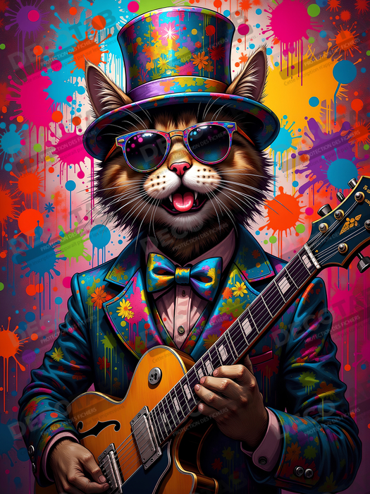 Tableau chat graffiti - Art mural urbain pop et artistique