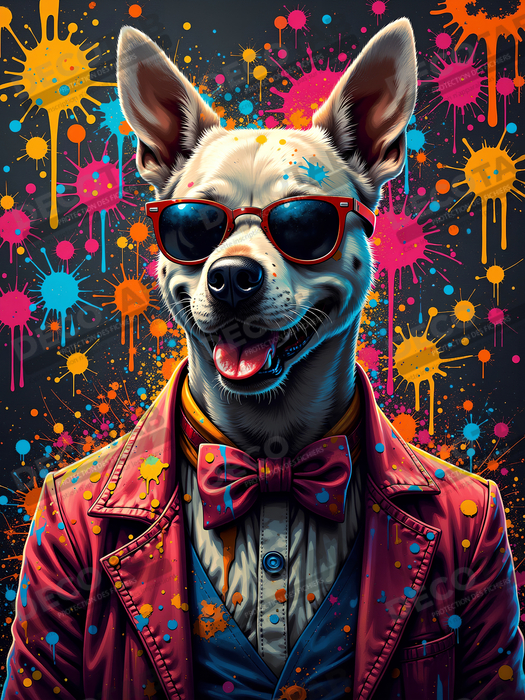 Tableau chien graffiti - Art mural urbain coloré et fun
