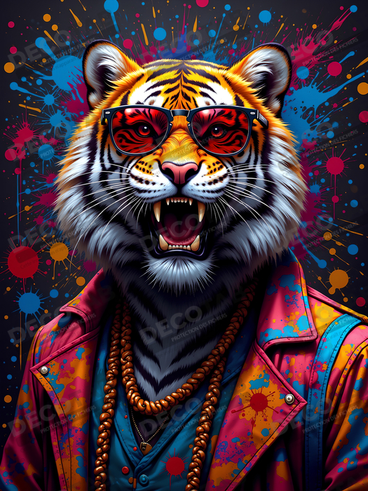 Tableau tigre graffiti - Décoration murale ultra colorée et graphique