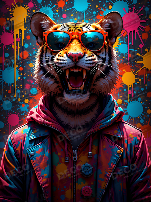 Tableau tigre graffiti - Décoration murale ultra colorée et graphique