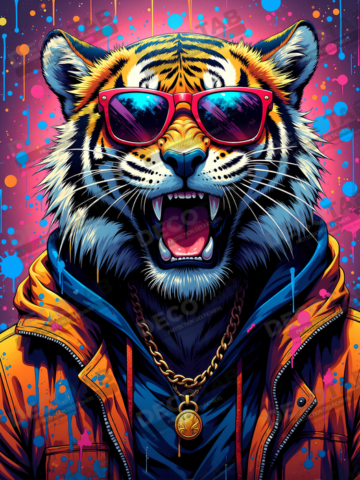 Tableau tigre graffiti - Décoration murale ultra colorée et graphique