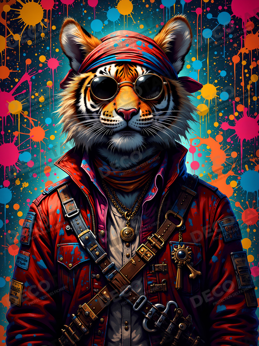 Tableau tigre graffiti - Décoration murale ultra colorée et graphique