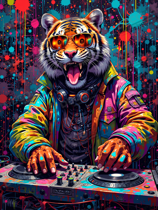 Tableau tigre graffiti - Décoration murale ultra colorée et graphique