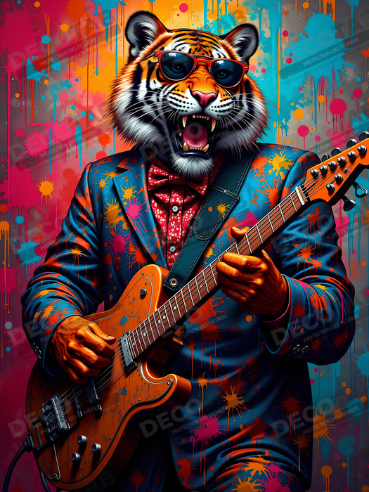 Tableau tigre graffiti - Décoration murale ultra colorée et graphique