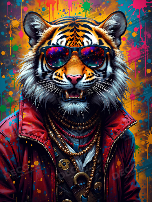 Tableau tigre graffiti - Décoration murale ultra colorée et graphique