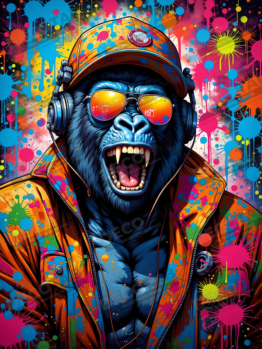 Tableau gorille graffiti - Art mural urbain intense et stylé