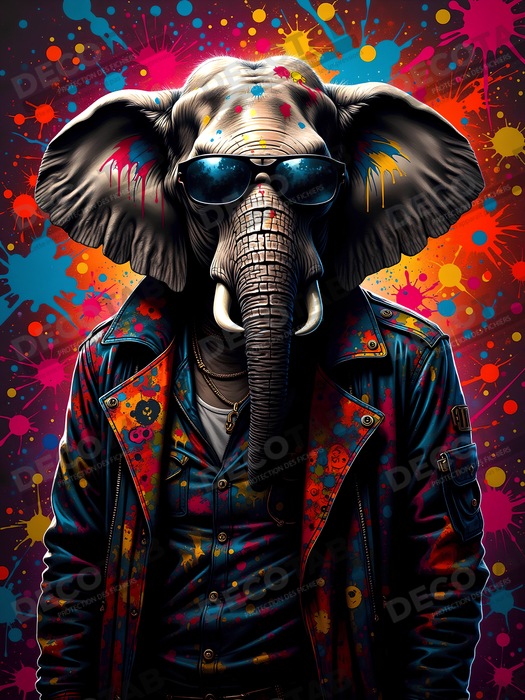 Tableau éléphant graffiti - Art mural XXL et coloré