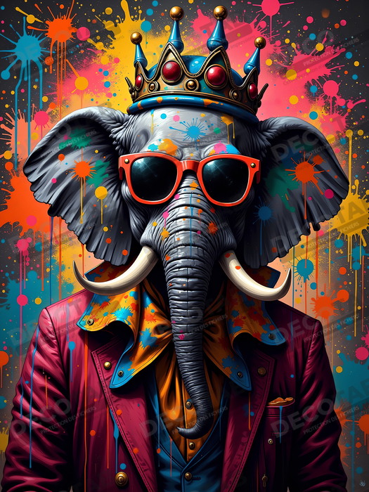 Tableau éléphant graffiti - Art mural XXL et coloré