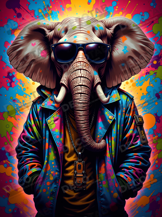 Tableau éléphant graffiti - Art mural XXL et coloré