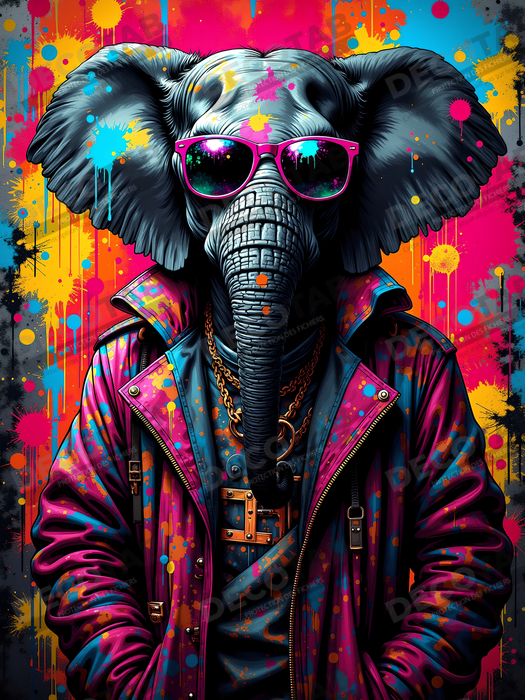 Tableau éléphant graffiti - Art mural XXL et coloré