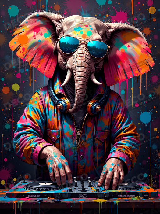 Tableau éléphant graffiti - Art mural XXL et coloré