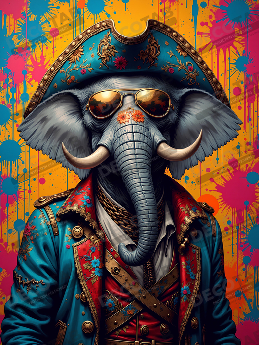 Tableau éléphant graffiti - Art mural XXL et coloré