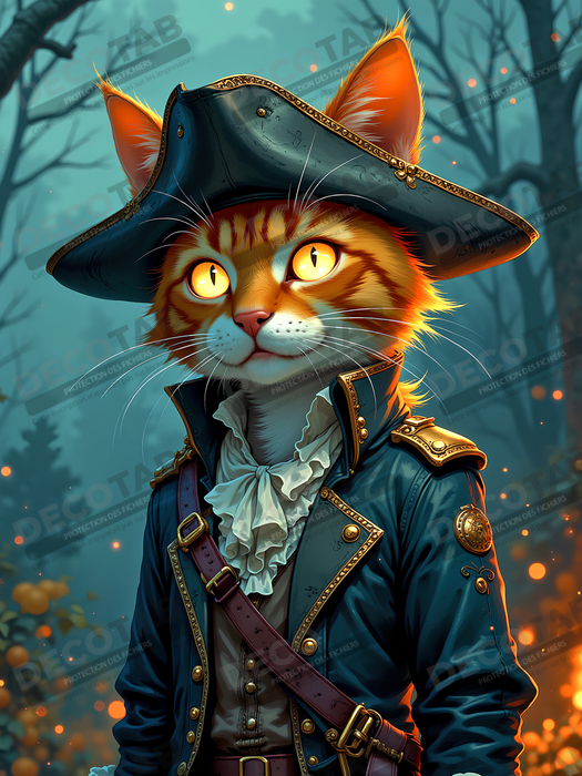 Tableau chat pirate - Portrait d’aventurier félin raffiné et espiègle