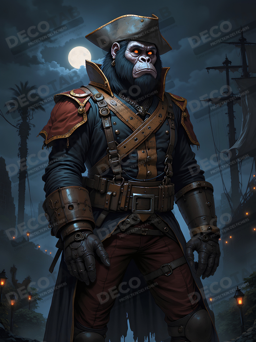 Tableau gorille pirate - Art animalier corsaire réaliste et expressif