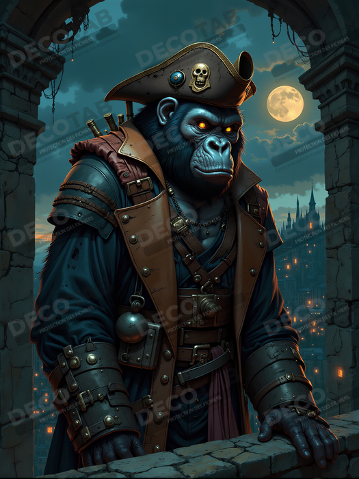 Tableau gorille pirate - Art animalier corsaire réaliste et expressif