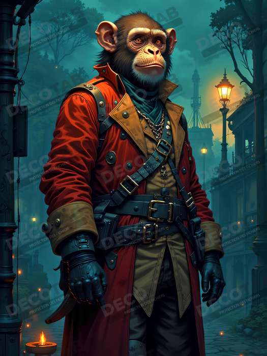 Tableau chimpanzé pirate - Portrait d’animal aventurier plein d’humour