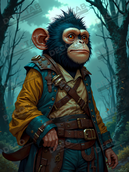 Tableau chimpanzé pirate - Portrait d’animal aventurier plein d’humour