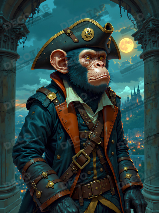 Tableau chimpanzé pirate - Portrait d’animal aventurier plein d’humour