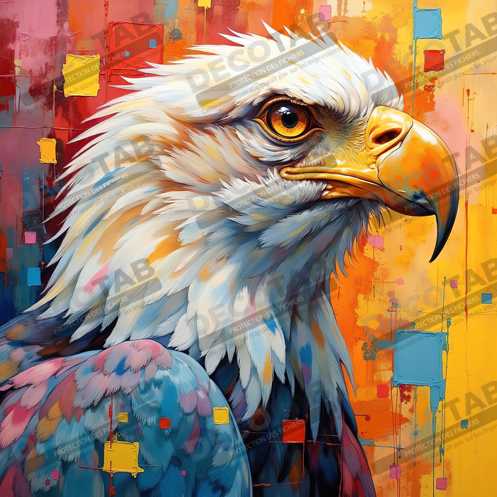 Tableau aigle royal pop art - Puissance graphique et explosion de couleurs