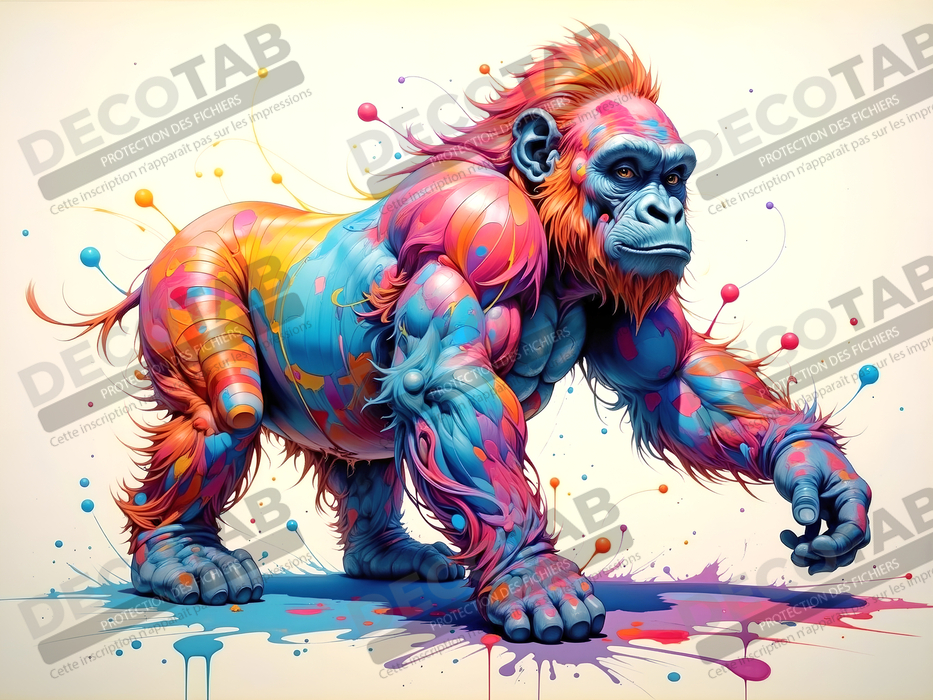 Tableau gorille pop art - Explosion graphique et couleurs vives