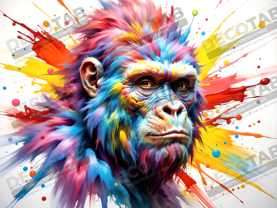 Tableau gorille pop art - Explosion graphique et couleurs vives