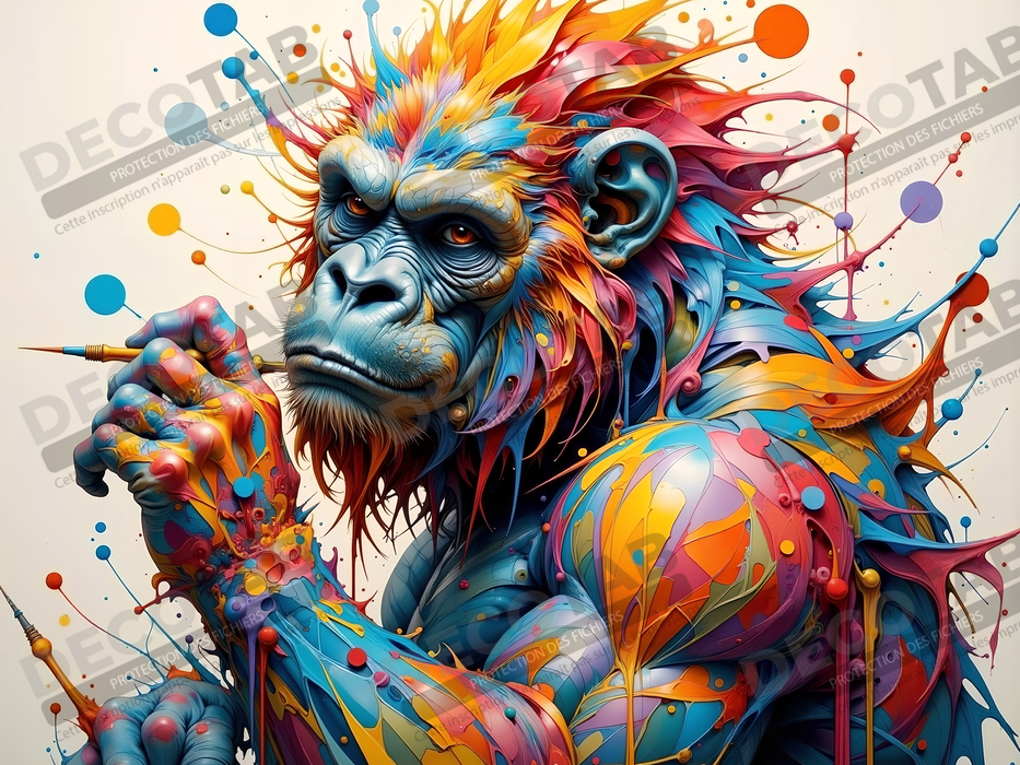 Tableau gorille pop art - Explosion graphique et couleurs vives