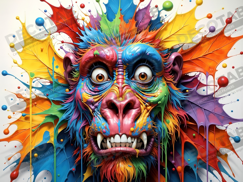 Tableau gorille pop art - Explosion graphique et couleurs vives