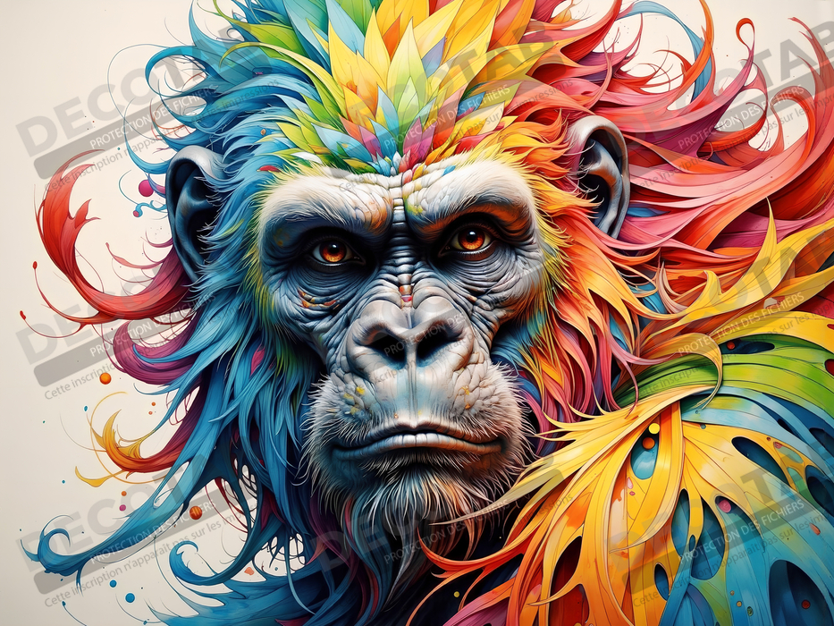 Tableau gorille pop art - Explosion graphique et couleurs vives
