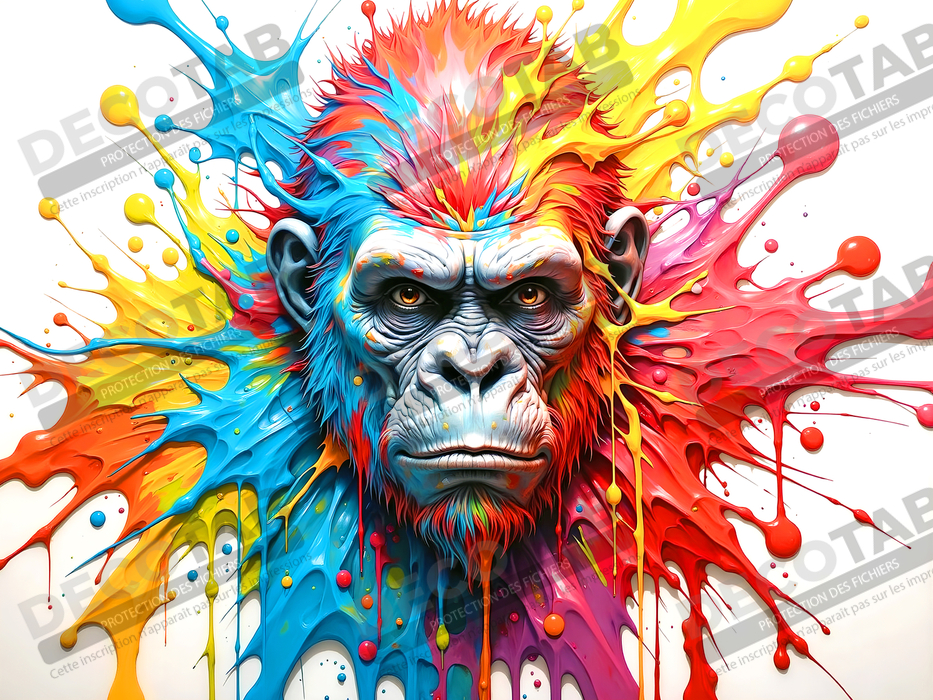 Tableau gorille pop art - Explosion graphique et couleurs vives