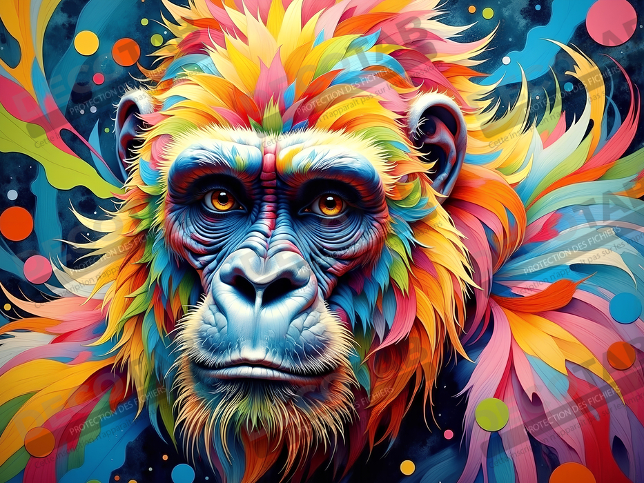 Tableau gorille pop art - Explosion graphique et couleurs vives