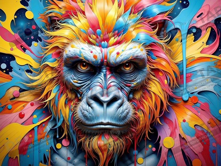 Tableau gorille pop art - Explosion graphique et couleurs vives