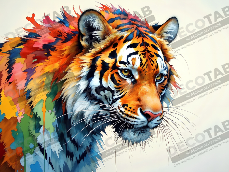 Tableau tigre pop art - Explosion de couleurs et style graphique