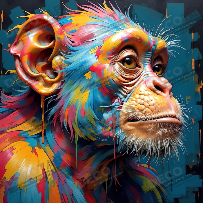 Tableau chimpanzé pop art - Explosion de couleurs et styles fantaisistes