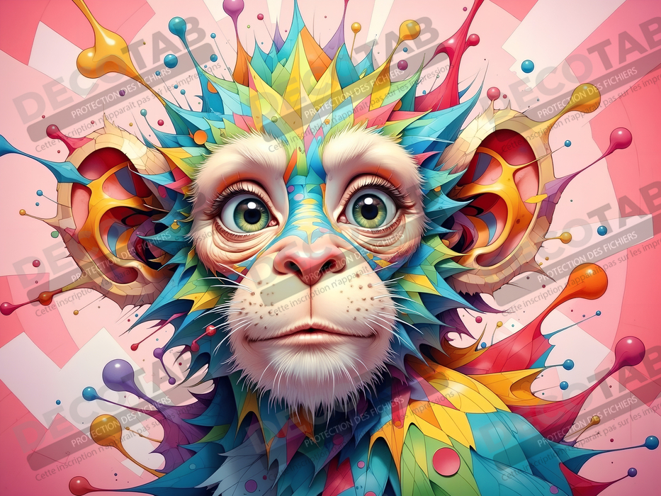 Tableau chimpanzé pop art - Explosion de couleurs et styles fantaisistes