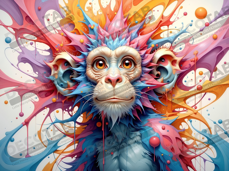 Tableau chimpanzé pop art - Explosion de couleurs et styles fantaisistes
