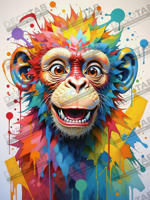 Tableau chimpanzé pop art - Explosion de couleurs et styles fantaisistes