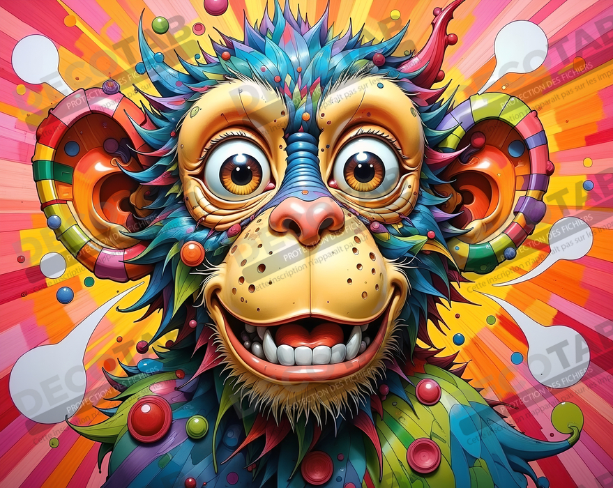 Tableau chimpanzé pop art - Explosion de couleurs et styles fantaisistes