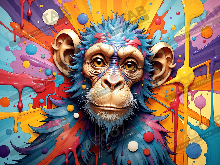Tableau chimpanzé pop art - Explosion de couleurs et styles fantaisistes