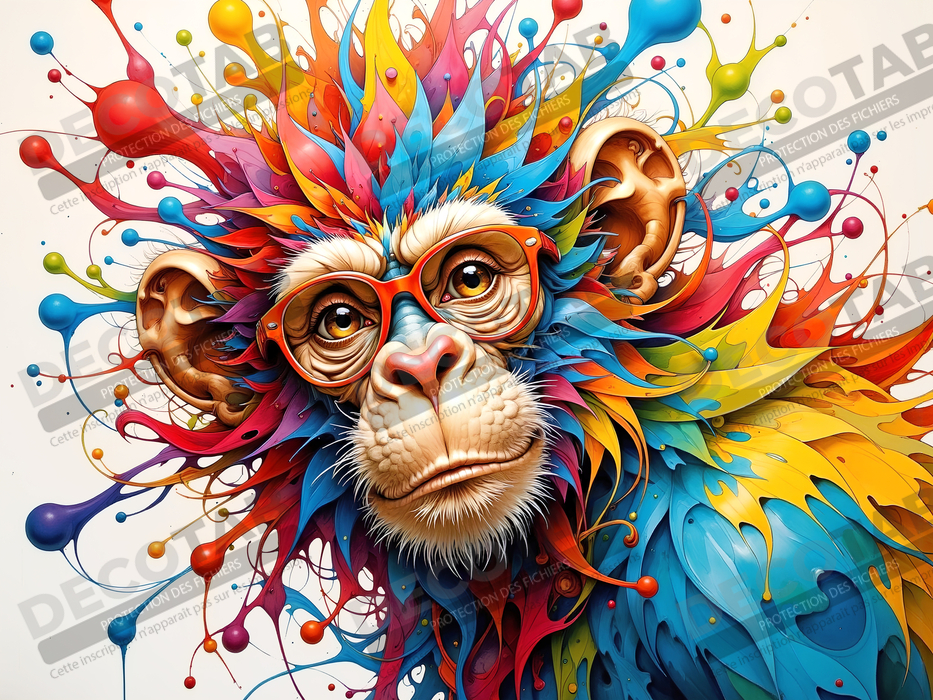 Tableau gorille pop art - Explosion graphique et couleurs vives