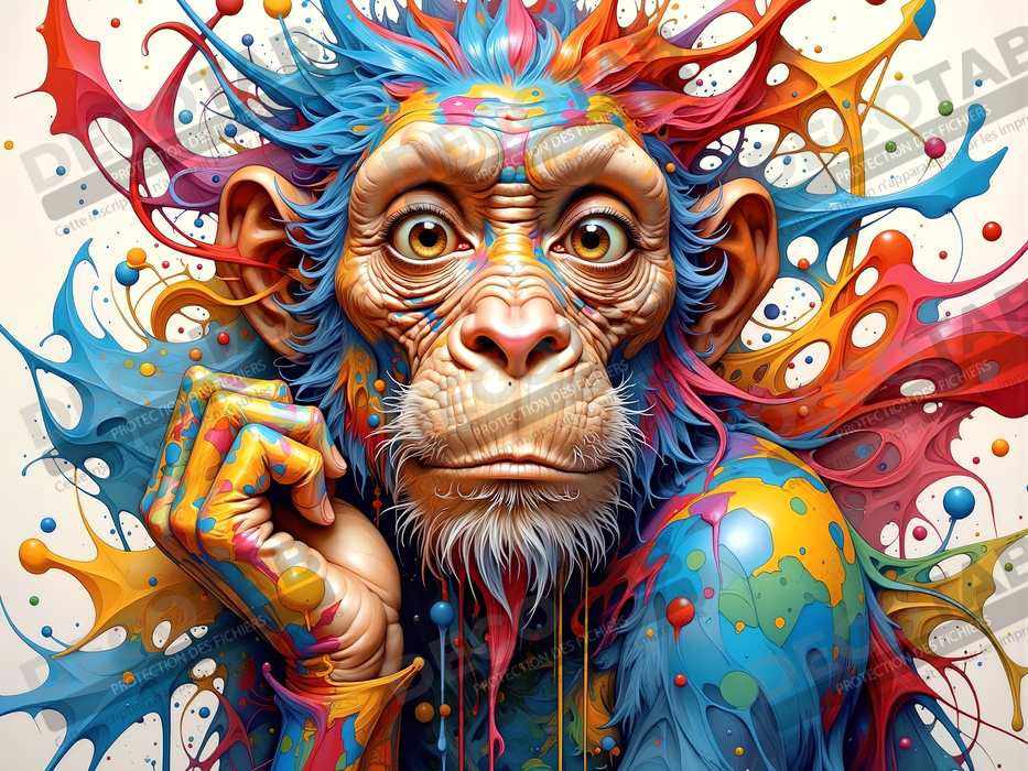Tableau chimpanzé pop art - Explosion de couleurs et styles fantaisistes
