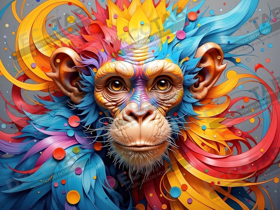 Tableau chimpanzé pop art - Explosion de couleurs et styles fantaisistes