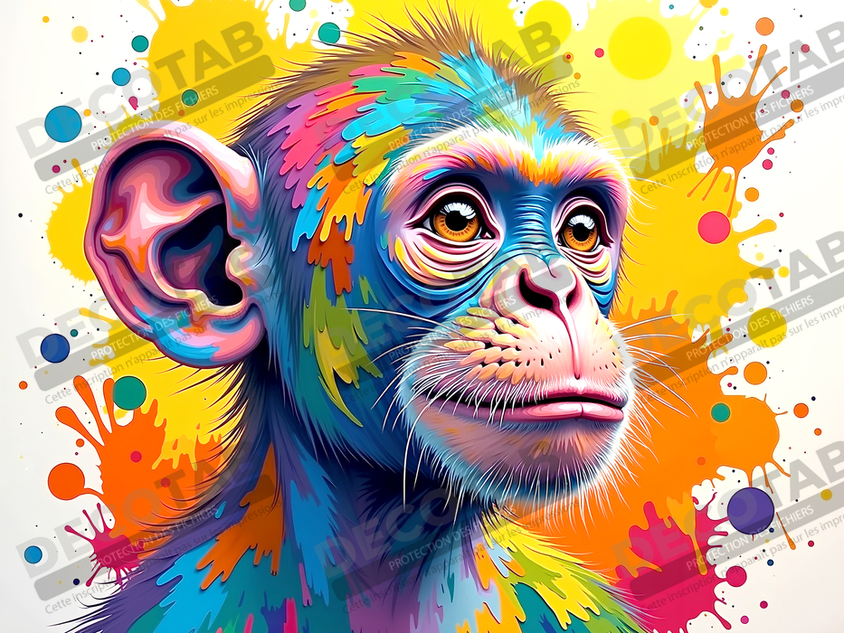 Tableau singe pop art - Couleurs vives et style graphique