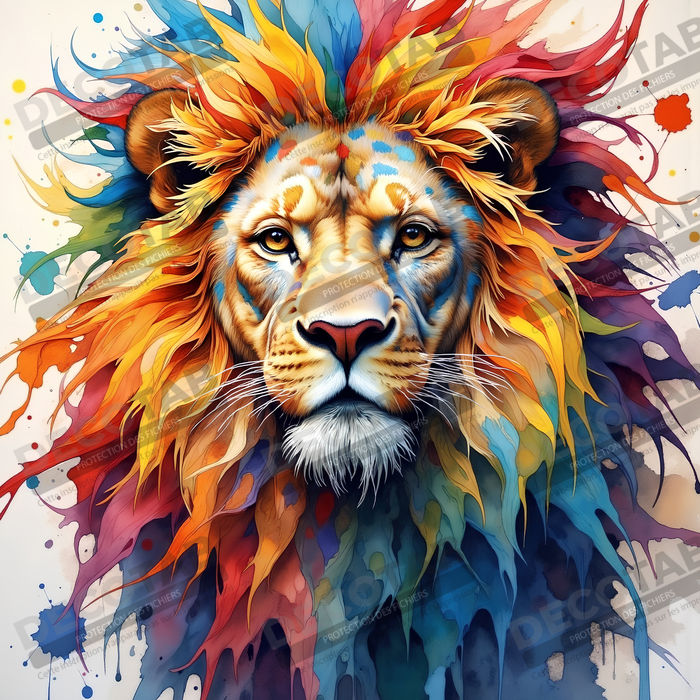 Tableau lion coloré - Portrait pop art graphique
