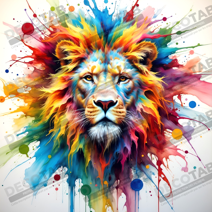 Tableau lion coloré - Portrait pop art graphique