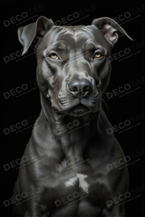 Tableau pitbull staffy - Portrait photographique noir et blanc