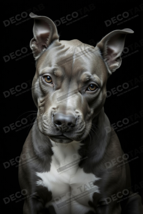 Tableau pitbull staffy - Portrait photographique noir et blanc