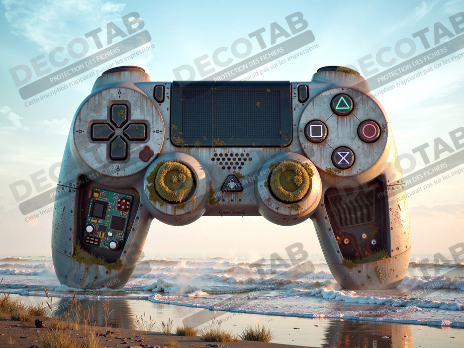Tableau manette échouée - Art gaming post-apocalyptique