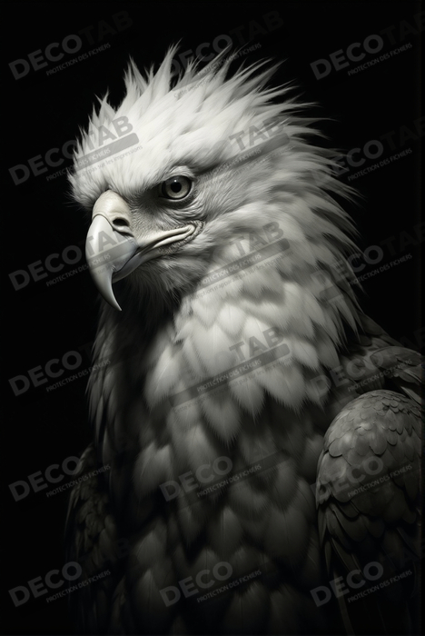 Portrait d'Aigle Royal Noir & Blanc | Tableau Décoratif Artistique
